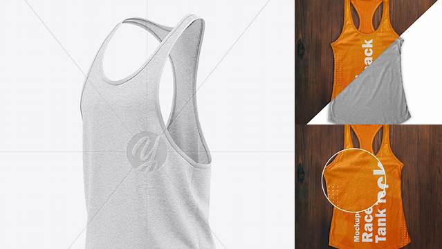 1079+ Men's Racer-Back Tank Top PSD Mockup Back Half-Side View Exclusive PSD Design Freebie