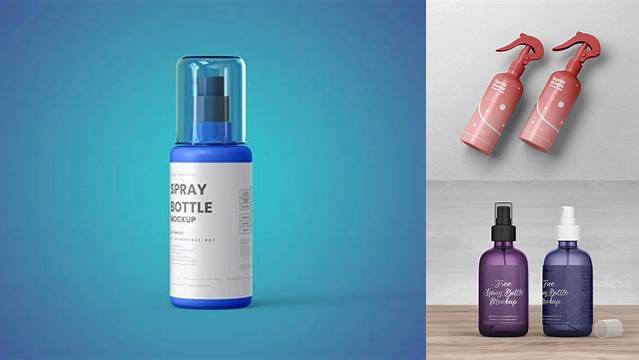 1084+ 60ml Plastic Bottle with Push Spray PSD Mockup Exclusive Free PSD Mockups