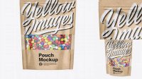 1084+ Kraft Stand-Up Pouch With Candies PSD Mockup Front View Free Graphic Design Resource