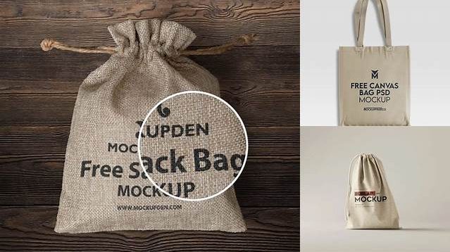 1085+ Canvas Sack PSD Mockup Front View Digital Photoshop Free Mockup