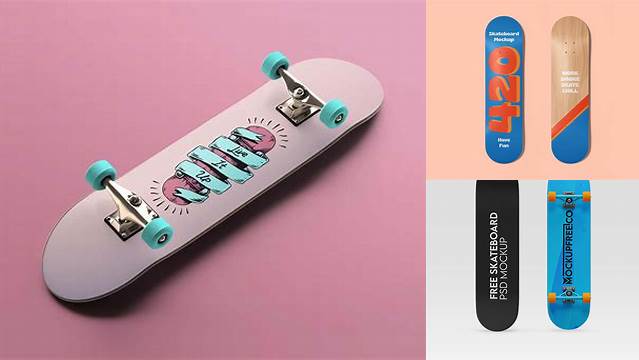 1085+ Skateboard PSD Mockup Half Side View Unique and Creative Free PSD File