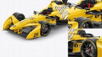 1087+ Formula E Racing Car 2016 PSD Mockup Half Side View High-Angle Shot Photoshop PSD Free for Designers