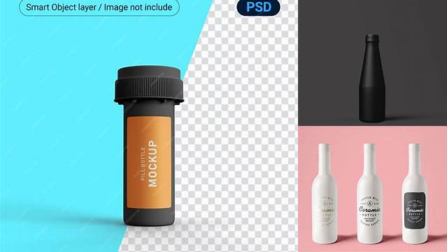 1088+ Matte Christmas Bottle PSD Mockup Elegant PSD Mockup