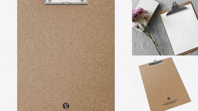 1092+ Cork Clipboard With Paper PSD Mockup Front View Professional Quality Freebie PSD File