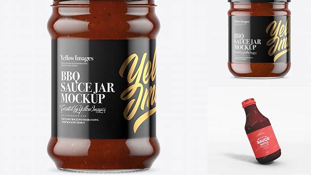 1093+ Clear Glass BBQ Sauce Jar PSD Mockup Digital Photoshop Free Mockup