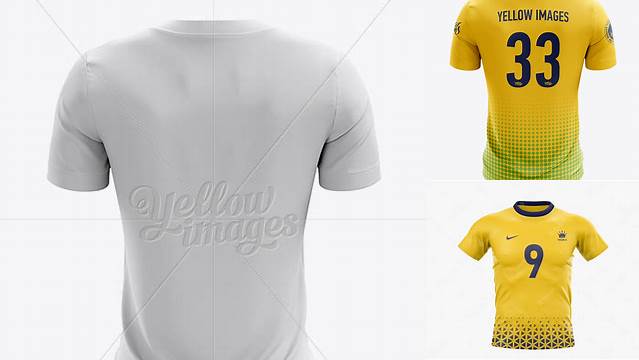 1095+ Crew Neck Soccer T-Shirt PSD Mockup Back View Smart Object PSD Template