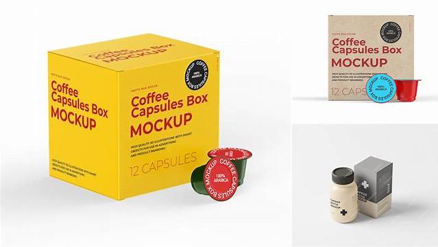 1097+ Box with Capsules PSD Mockup Half Side View Elegant and Stylish Free PSD