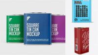 1104+ Matte Square Tin Can PSD Mockup Download Free Editable PSD Template