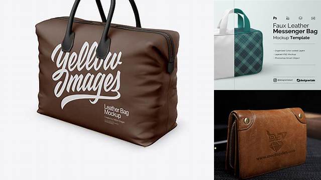 1108+ Leather Bag PSD Mockup Half Side View High-Angle Shot Free Graphic Design Mockup File