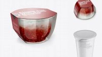 1108+ Plastic Cup with Sauce PSD Mockup Half Side View High-Angle Shot High-Quality PSD Files