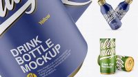 1109+ Two Metallic Drink Bottles With Matte Finish PSD Mockup Elegant Design Mockup PSD