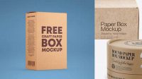 1111+ Kraft Paper Box with Label PSD Mockup Front View High-Angle Shot Creative Photoshop Resources