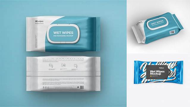 1112+ Matte Metallic Wet Wipes Pack PSD Mockup Hero Shot Free Graphic Mockup PSD