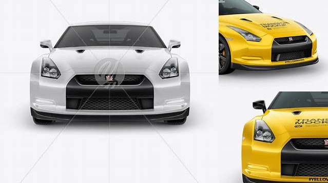 1113+ Nissan GTR PSD Mockup Front view Best for Showcase