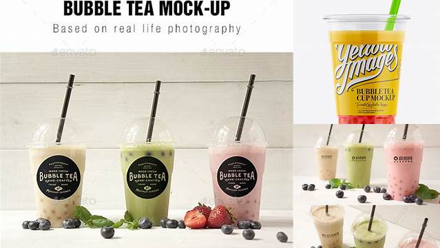 1116+ Bubble Tea Mock Up Mockup File Free Download