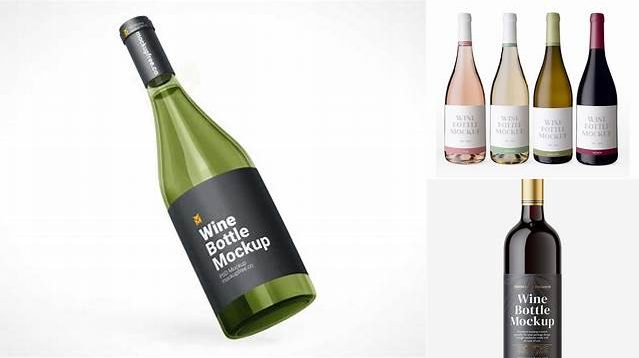 1120+ Green Glass Wine Bottle PSD Mockup Smart PNG Image