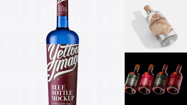 1123+ Blue Glass Liquor Bottle PSD Mockup Elegant Free Template