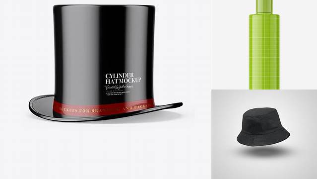 1124+ Glossy Cylinder Hat PSD Mockup Half Side View Stylish PSD for Free