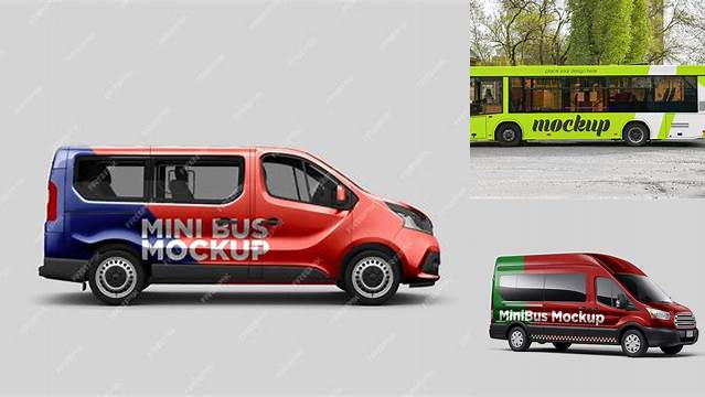 1124+ Mini Bus Mockup Smart PNG Image