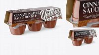 1127+ Cinnamon Apple Sauce 6-4 Oz. Cups PSD Mockup Halfside Vew Elegant and Stylish Free PSD