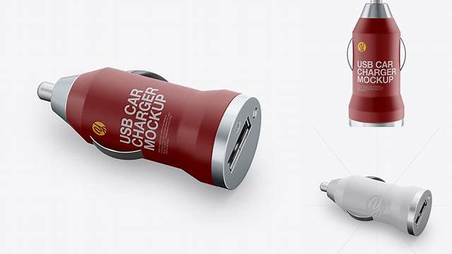 1128+ Matte USB Car Charger PSD Mockup Front View Fully Customizable Photoshop Freebie