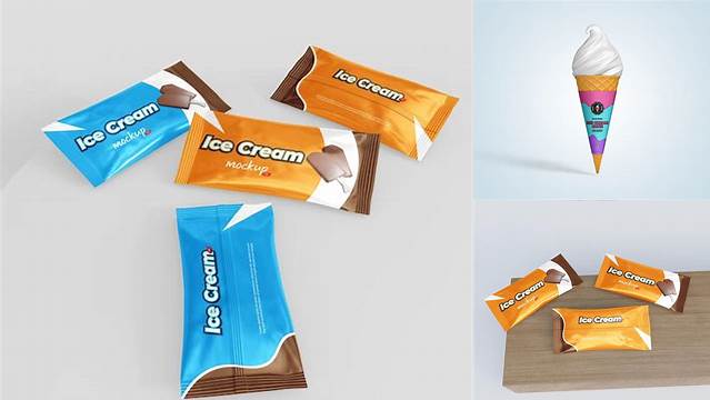 1129+ Ice Cream Bar with Nuts PSD Mockup Premium Design Freebie