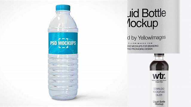 1129+ PET Black Water Bottle with Paper Label PSD Mockup Professional Quality PSD Freebie