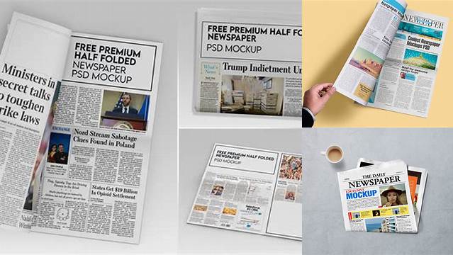 1130+ Newspaper PSD Mockup Half Side View High-Angle Shot Easy-to-Edit PSD