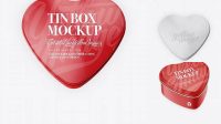 1137+ Heart Shape Glossy Tin Box PSD Mockup Top View Free Mockup Templates