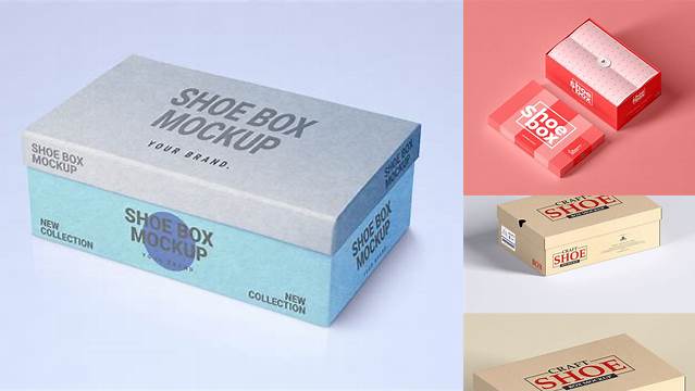 1138+ Paper Shoes Box PSD Mockup Front View High-Angle Shot High-End Layered Mockup Free