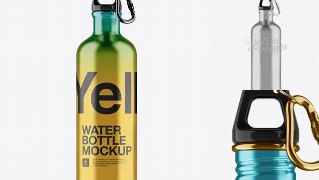 1140+ Steel Sport Bottle With Carabiner PSD Mockup Eye-Level Shot Professional Graphic PSD Download