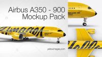 1142+ Airbus A 350-900 PSD Mockup Half Side View Free Editable Photoshop Template