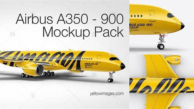 1142+ Airbus A 350-900 PSD Mockup Half Side View Free Editable Photoshop Template