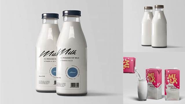 1149+ Milk Bottle with Foil Lid PSD Mockup Free Graphic Design Resource