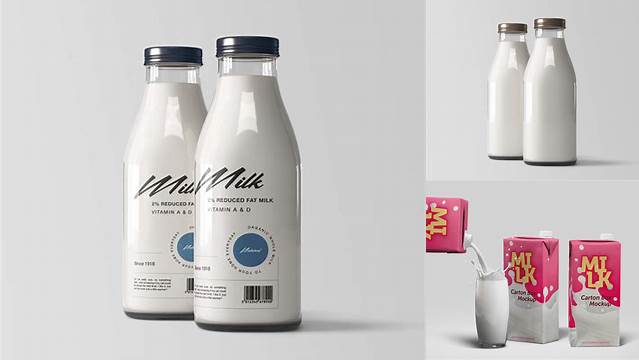 1149+ Milk Bottle with Foil Lid PSD Mockup Free Graphic Design Resource