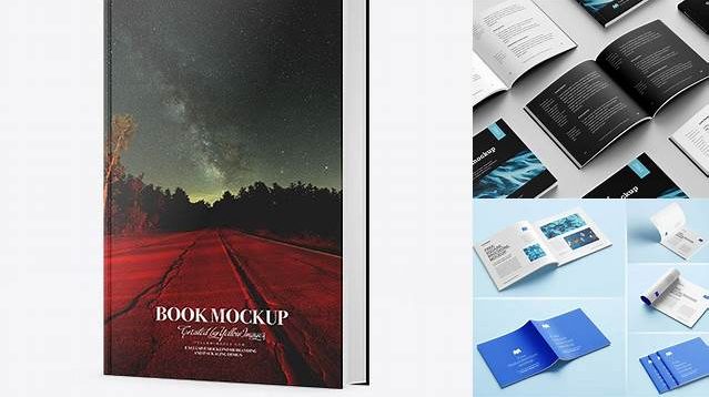 1158+ Glossy Square Book PSD Mockup Half Side View High-Angle Shot Creative Layered Mockup Freebie