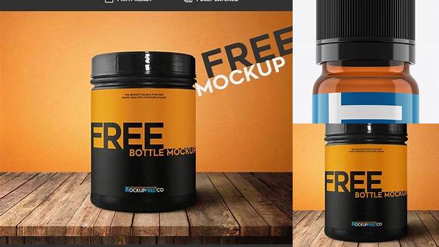 1159+ Amber Sport Nutrition Bottle PSD Mockup Eye-Level Shot Elegant and Stylish Free PSD