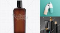 1159+ Brown Cosmetic Bottle With Black Cap 250ml Custom Mockup Graphic Design