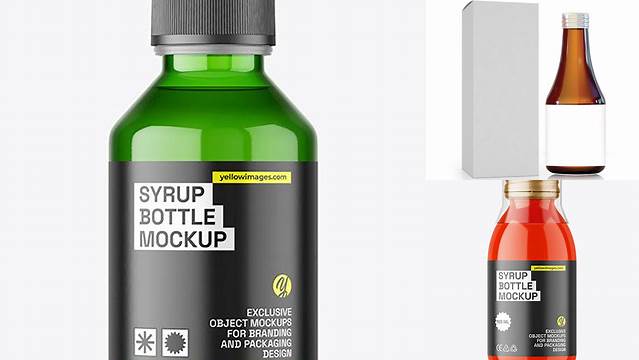 1161+ Green Syrup Bottle PSD Mockup Front View Creative PSD Resources