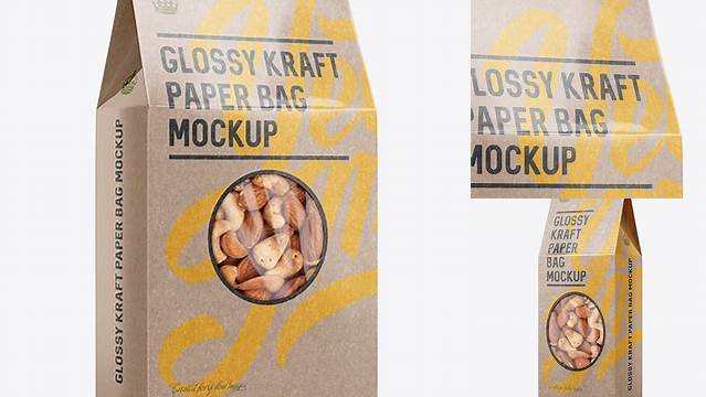 1163+ Glossy Kraft Paper Box PSD Mockup Halfside View Professional Photoshop Design Freebie