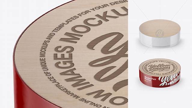 1164+ Wooden Round Pack PSD Mockup Front View High-Angle Shot Exclusive and Stylish Design PSD