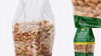 1169+ Clear Bag With Almonds PSD Mockup Halfside View Versatile and Modern PSD Mockup