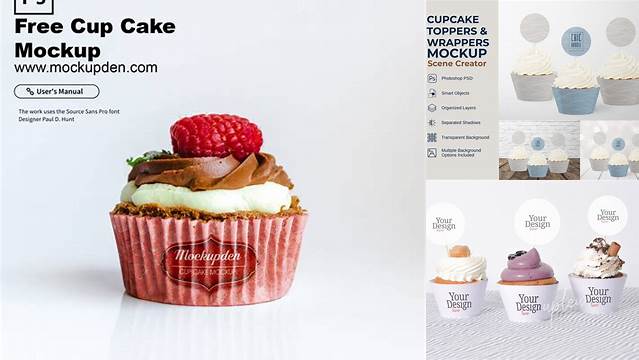 1174+ Cupcake Wrapper Mockup Fully Customizable Photoshop Freebie