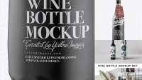 1174+ Wine Bottle in Glossy Paper Wrap with Label PSD Mockup Custom PSD Mockup Template