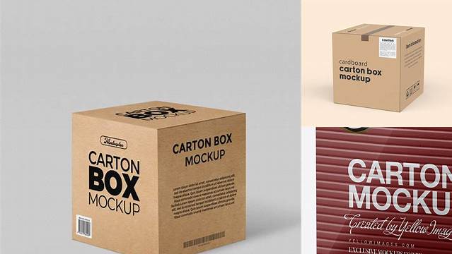 1178+ Textured Matte Square Carton Box PSD Mockup Half Side View Layered PSD File Free Download