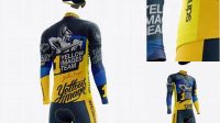 1180+ Men’s Full Cycling Kit with Cooling Sleeves PSD Mockup Hero Back Shot Easy-to-Edit Photoshop Freebie