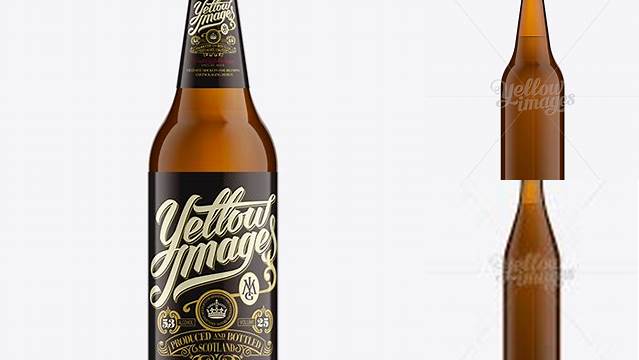 1182+ 66cl Vichy Amber Bottle Mock Up Modern Photoshop Resource