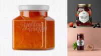 1184+ Glass Orange Jam Jar PSD Mockup Halfside View Premium Freebie for Designers