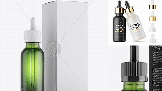 1184+ Green Glass Dropper Bottle with Glossy Paper Box PSD Mockup Custom Mockup Graphic Design