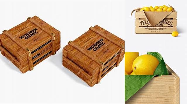 1184+ Wooden Crate With Lemons PSD Mockup High-End Layered Mockup Free